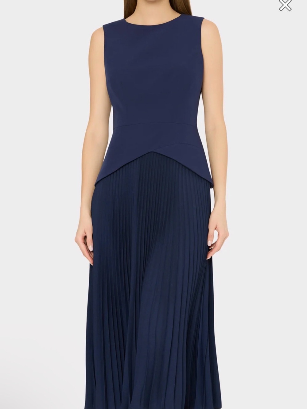 Milly Haddy Navy Sleeveless Pleated Midi Dress size 12